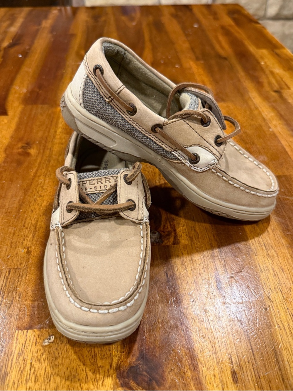 Sperry Kids Tan Lace-Up Boat Shoes